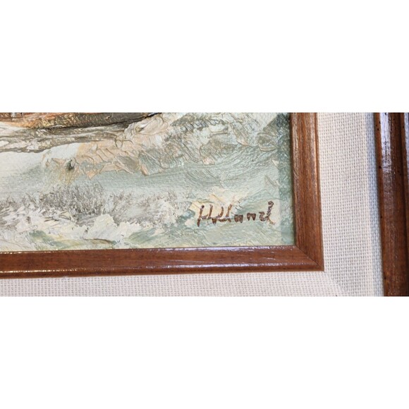 Framed Oil on Canvas Seascape Seagulls Boat Sand Dune Painting Signed Holland - Picture 3 of 5